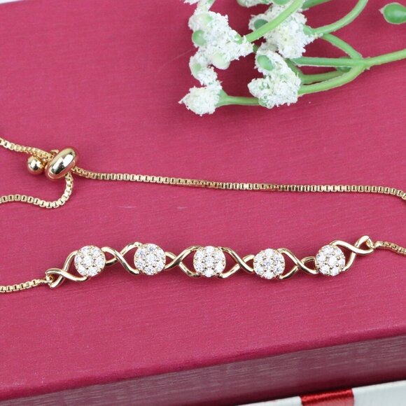 "Elegant Rose Gold Plated Bracelet with Crystal Accents, XPAB0700 - Picture 11 of 12